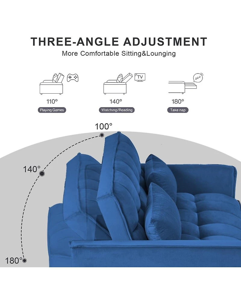 3-in-1 Pull-Out Sleeper Sofa Bed, Convertible Velvet Loveseat with Adjustable Backrest-Maison Boucle