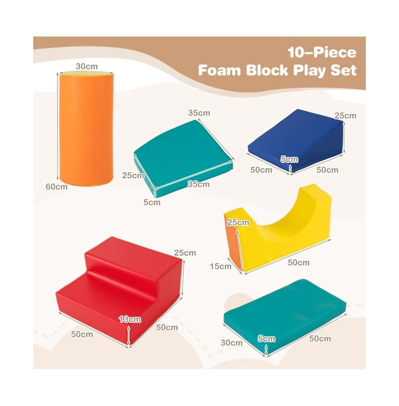 Hongge 10 Piece Soft Foam Climbing Blocks Set