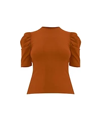 Ivonne Women's Puff Shoulder Ribbed-Knit T-shirt