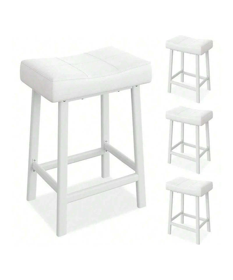 gaomon 2-Piece Counter Height Bar Stool Set with Bonded Leather Upholstery for Kitchen Island or Dining Room