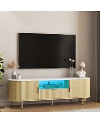Streamdale Furniture Tv Cabinet with Led Lights & Storage for 55+ Inch TVs