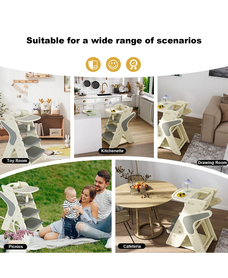 Streamdale Furniture Adjustable Highchair & Toddler Tower with 5-Point Harness