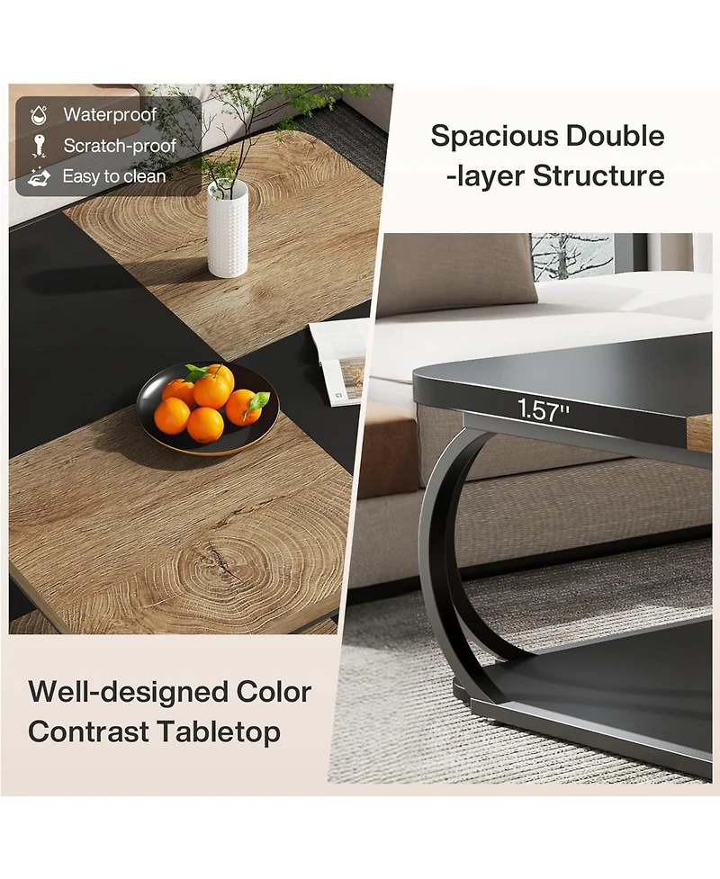 Tribesigns 2-Tier Low Coffee Tables, with Metal Frame