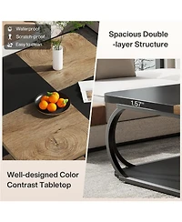 Tribesigns 2-Tier Low Coffee Tables, with Metal Frame