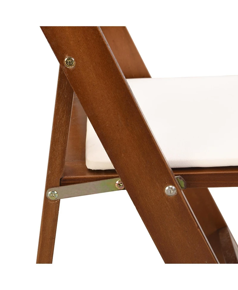 Streamdale Furniture Upholstered folding chair, space saving, easy to carry, 4PCS, Walnut shelf+Beige cushion, Dining room