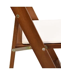 Streamdale Furniture Upholstered folding chair, space saving, easy to carry, 4PCS, Walnut shelf+Beige cushion, Dining room