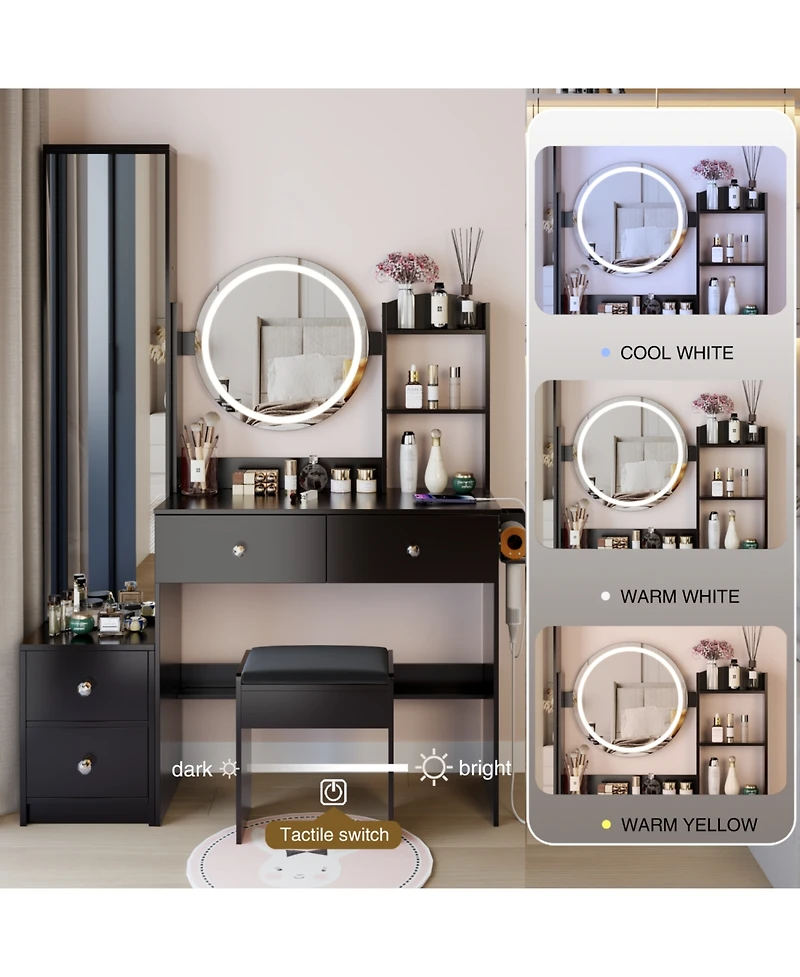 Streamdale Furniture Led Mirror Vanity Set