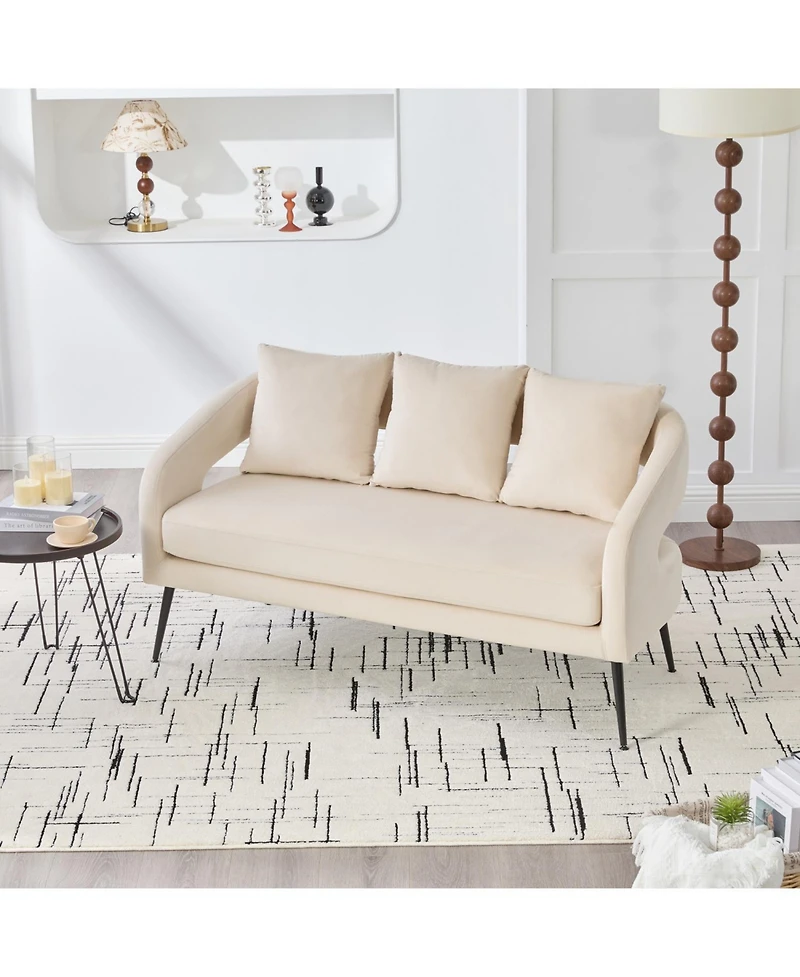 Streamdale Furniture Velvet Loveseat Settee with Pillows