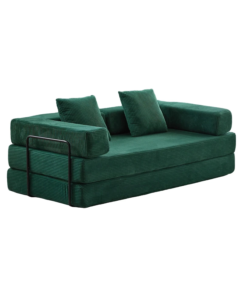 Streamdale Furniture Corduroy Floor Sofa Bed - Dark Green