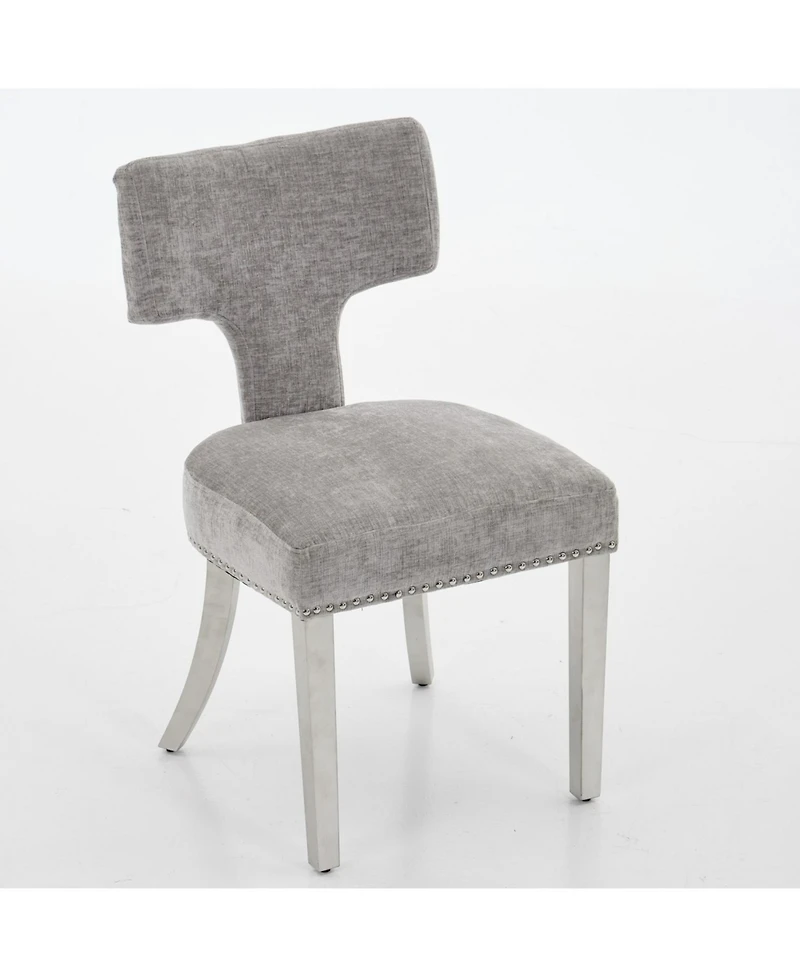 Streamdale Furniture Set of 2 Mid Century Modern Chenille Dining Chairs