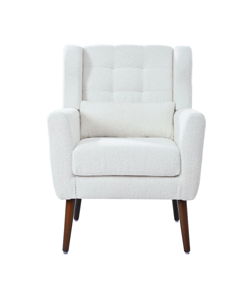 Streamdale Teddy Fabric Accent Chair for Home and Office (White)