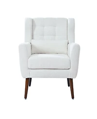 Streamdale Teddy Fabric Accent Chair for Home and Office (White)