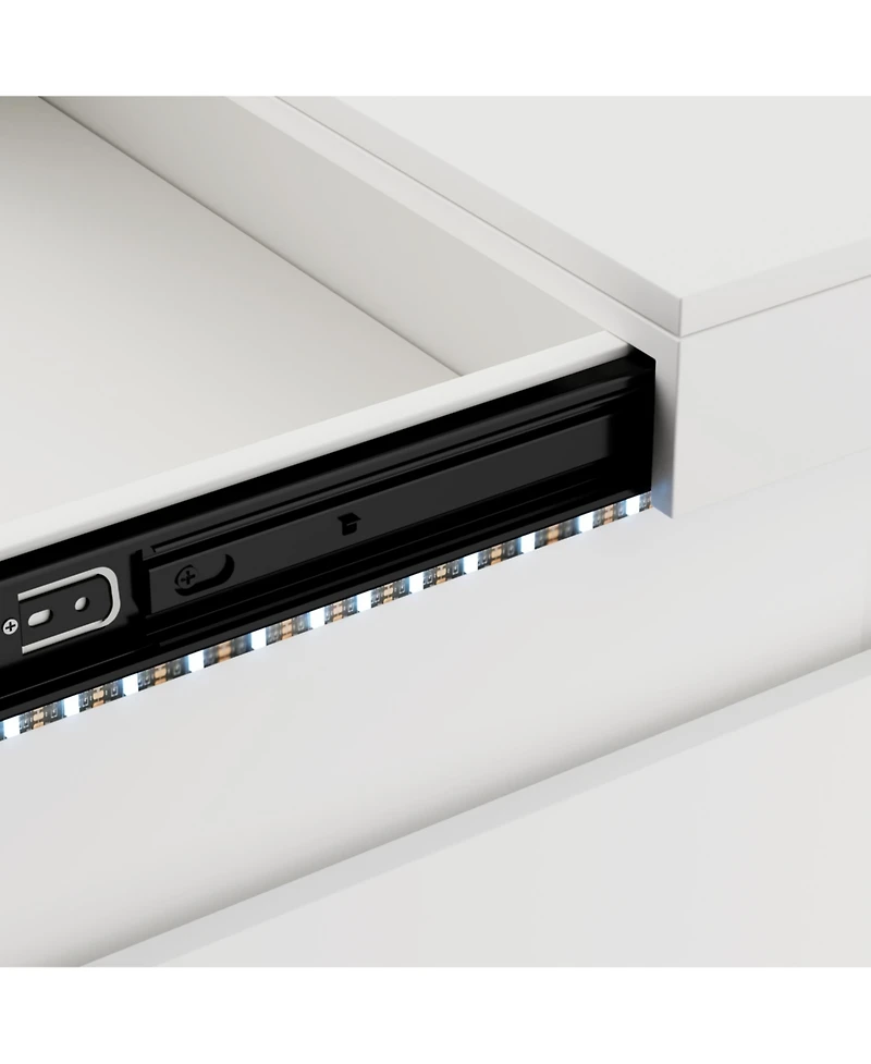 Streamdale Furniture Nightstand with Charging, Led, Sliding Top, Drawers - White