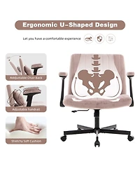 Streamdale Furniture Streamdale Pink Velvet Criss Cross Office Chair