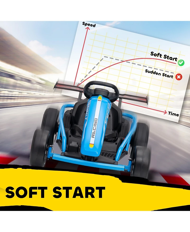 Qaba 24V 8.1 Mph Electric Drift Kart for Kids with Dual Motors,