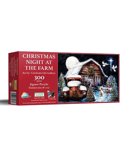 SunsOut Christmas Night at the Farm 300 piece Jigsaw Puzzle for Adults Christmas