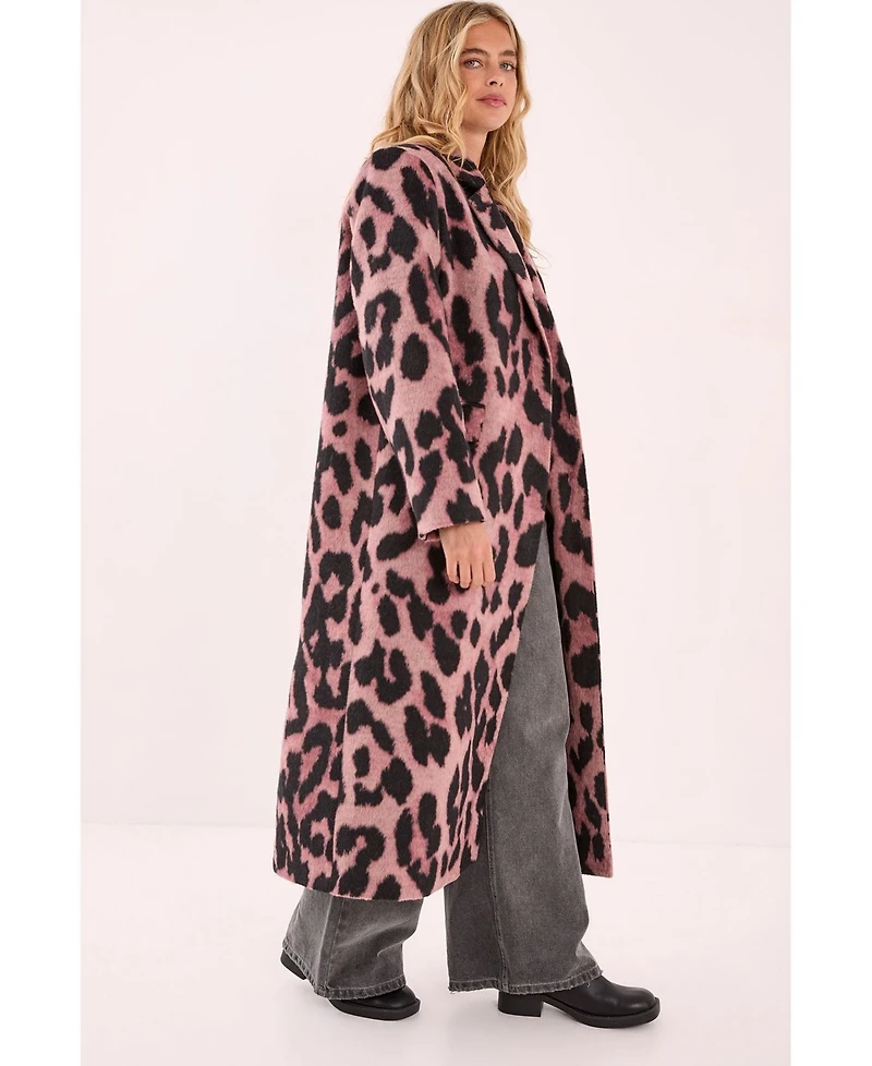 Nasty Gal Women's Leopard Wool Blend Tailored Coat