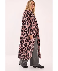 Nasty Gal Women's Leopard Wool Blend Tailored Coat