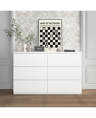 Streamdale Furniture 6 Drawer Storage Cabinet Wood Dresser Clothes Organizer White