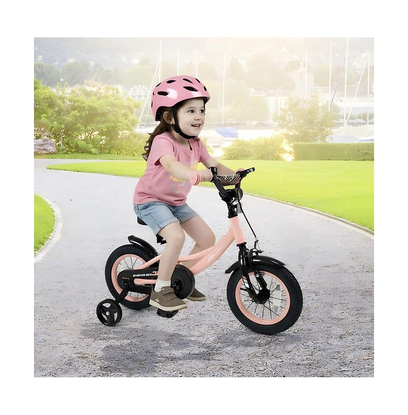 Hongge Kids Training Bike with Adjustable Seat Dual Brake System and Rubber Tires