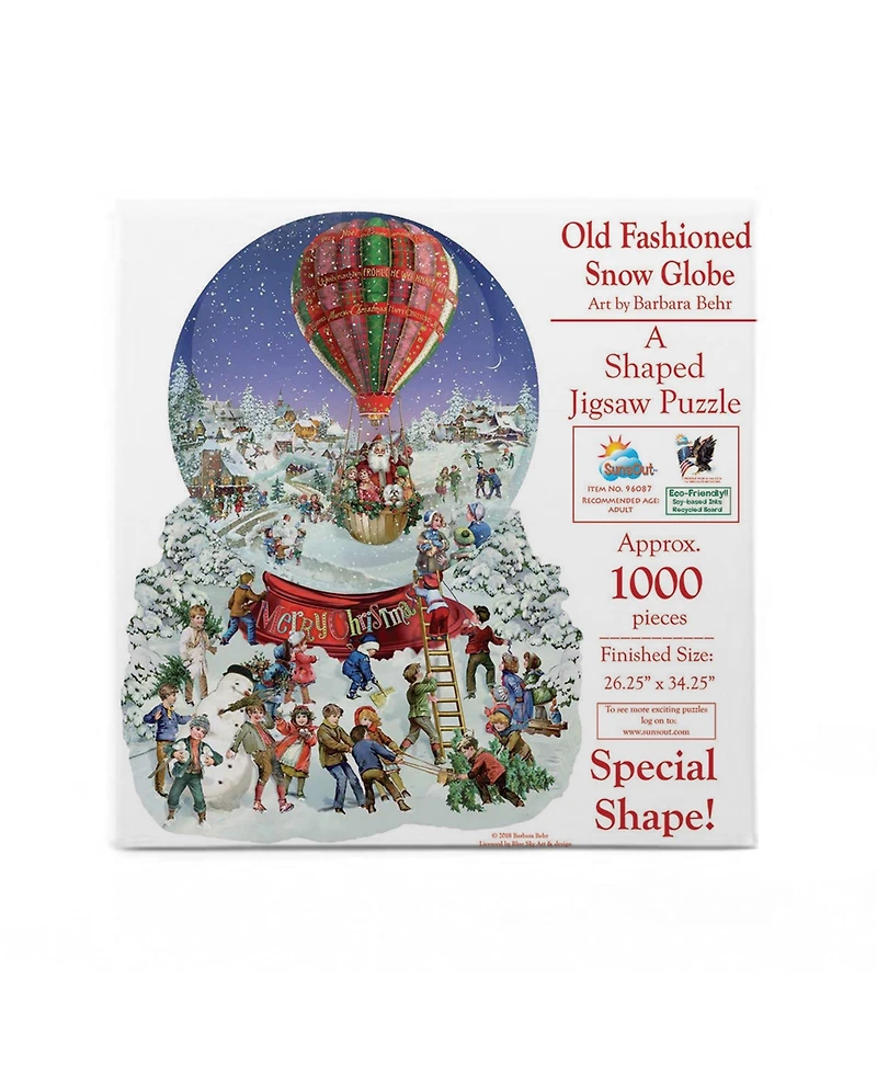 SunsOut Old Fashioned Snow Globe 1000 piece Jigsaw Puzzle for Adults Special Shape Christmas