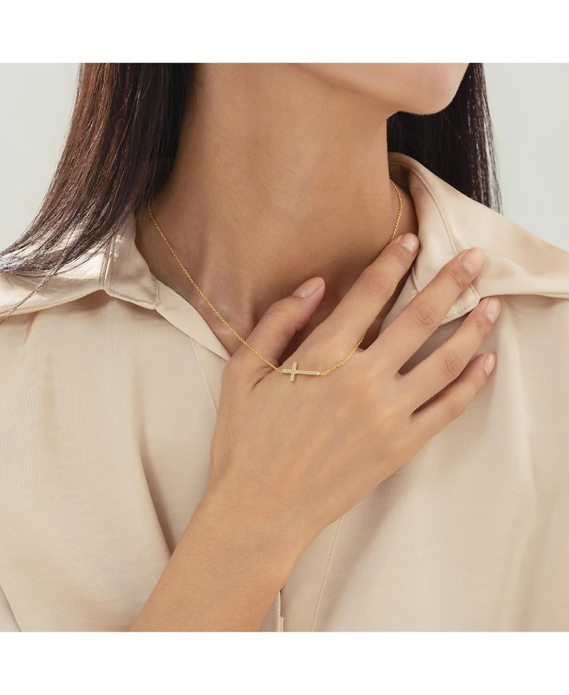 Bearfruit Jewelry 14k Gold Plated Elowen Horizontal Cross Necklace Holiday Gift Guide