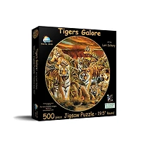 SunsOut Tigers Galore 500 piece Jigsaw Puzzle for Adults Round