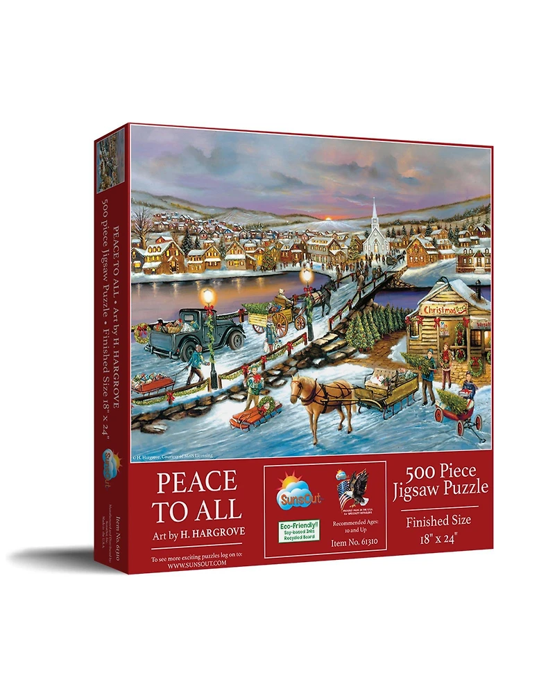 SunsOut Peace to All 500 piece Jigsaw Puzzle for Adults Christmas