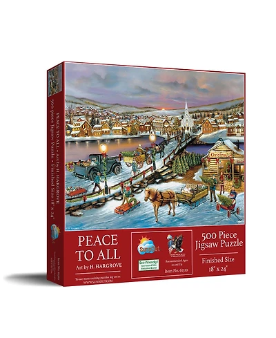 SunsOut Peace to All 500 piece Jigsaw Puzzle for Adults Christmas