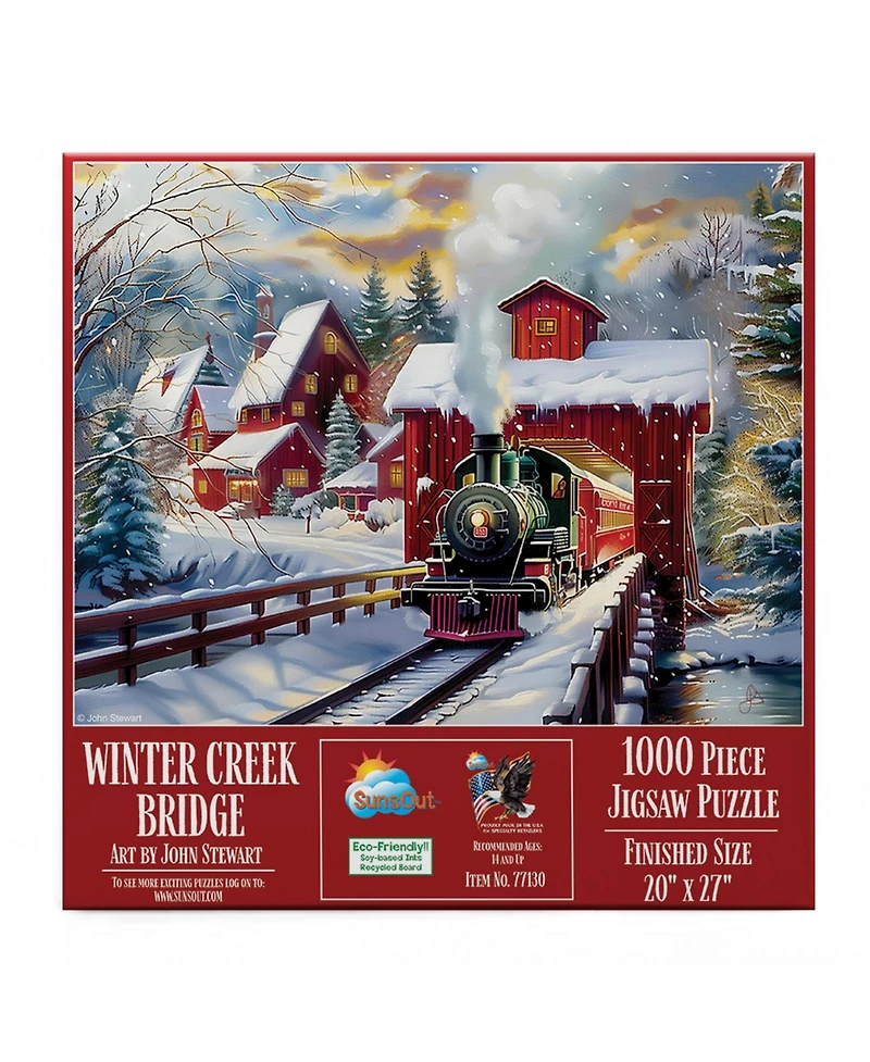 SunsOut Winter Creek Bridge 1000 piece Jigsaw Puzzle for Adults Christmas