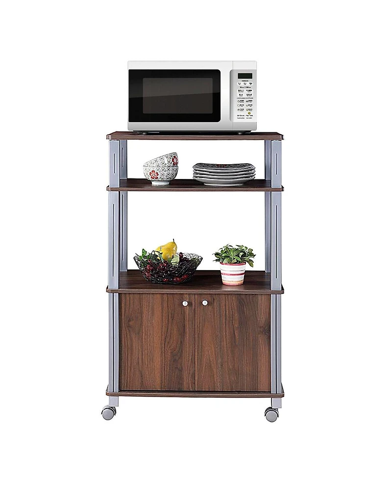 Sugift Multifunctional Rolling Kitchen Baker s Rack with 2-Tier Shelf and Cabinet