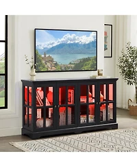 Streamdale Furniture Led Curio Cabinet with Glass Doors & Adjustable Shelves - Black