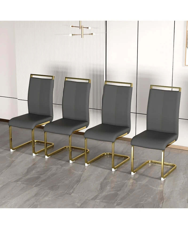Streamdale Furniture Modern Gray Pu Leather Dining Chairs (Set of 4)
