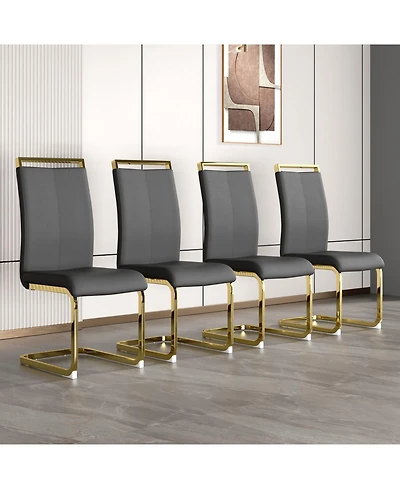 Streamdale Furniture Modern Gray Pu Leather Dining Chairs (Set of 4)