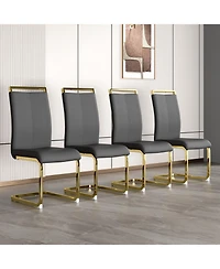 Streamdale Furniture Modern Gray Pu Leather Dining Chairs (Set of 4)