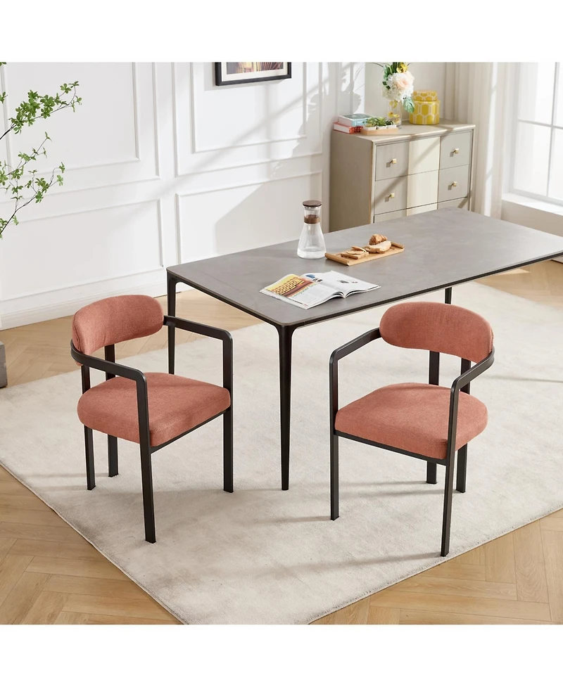 Streamdale Furniture Boucle Dining Chairs Set of 2, Mid-Century Modern,Metal Legs