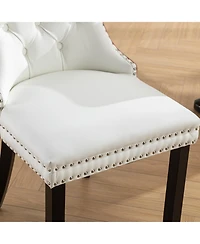 Streamdale FurnitureNikki Modern Tufted Dining Chair Set, White Pu/Pink Velvet