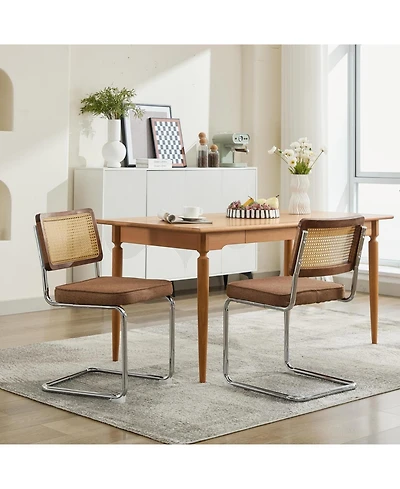 Streamdale Furniture Mid Century Modern Cane Back Dining Chairs - Set of 2, Coffee