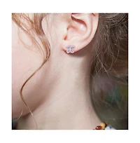 Chanteur/Girl/Butterfly Enamel Crystal White Gold Palladium Plating Screwstud Earring