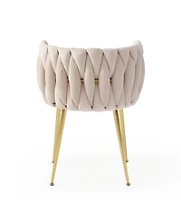 Streamdale Furniture Velvet Dining Chairs Set of 2 Golden Metal Legs