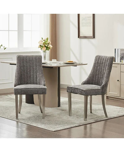 Streamdale Furniture Chenille Dining Chairs Set of 2 (Gray)
