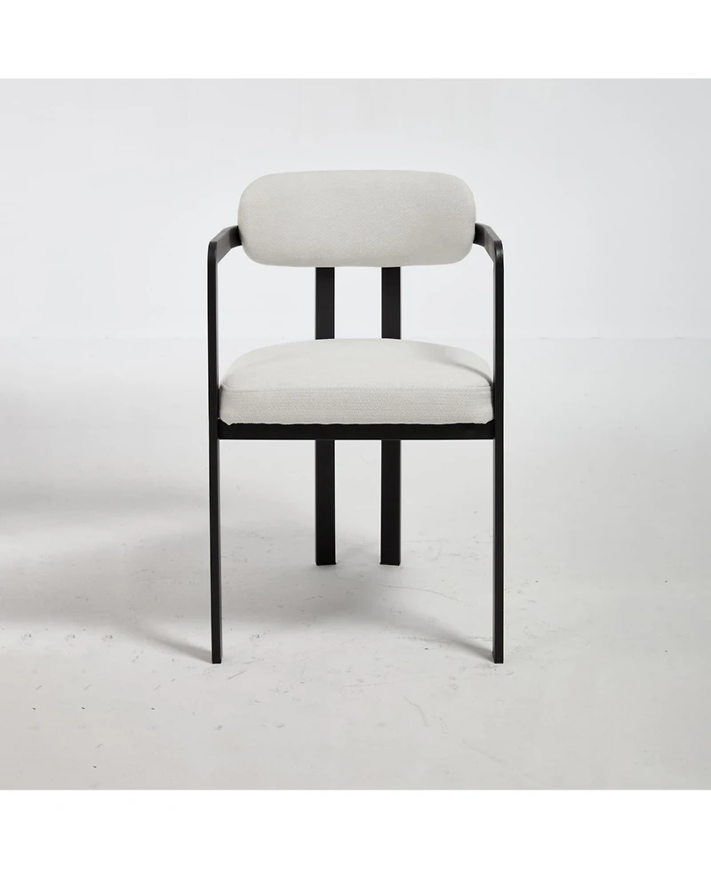 Streamdale Furniture Boucle Dining Chairs Set of 2, Mid-Century Modern, Black Metal Legs