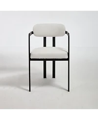 Streamdale Furniture Boucle Dining Chairs Set of 2, Mid-Century Modern, Black Metal Legs