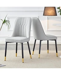 Streamdale Furniture Pu Dining/Living Room Chairs, Metal Legs, 2-Piece Set