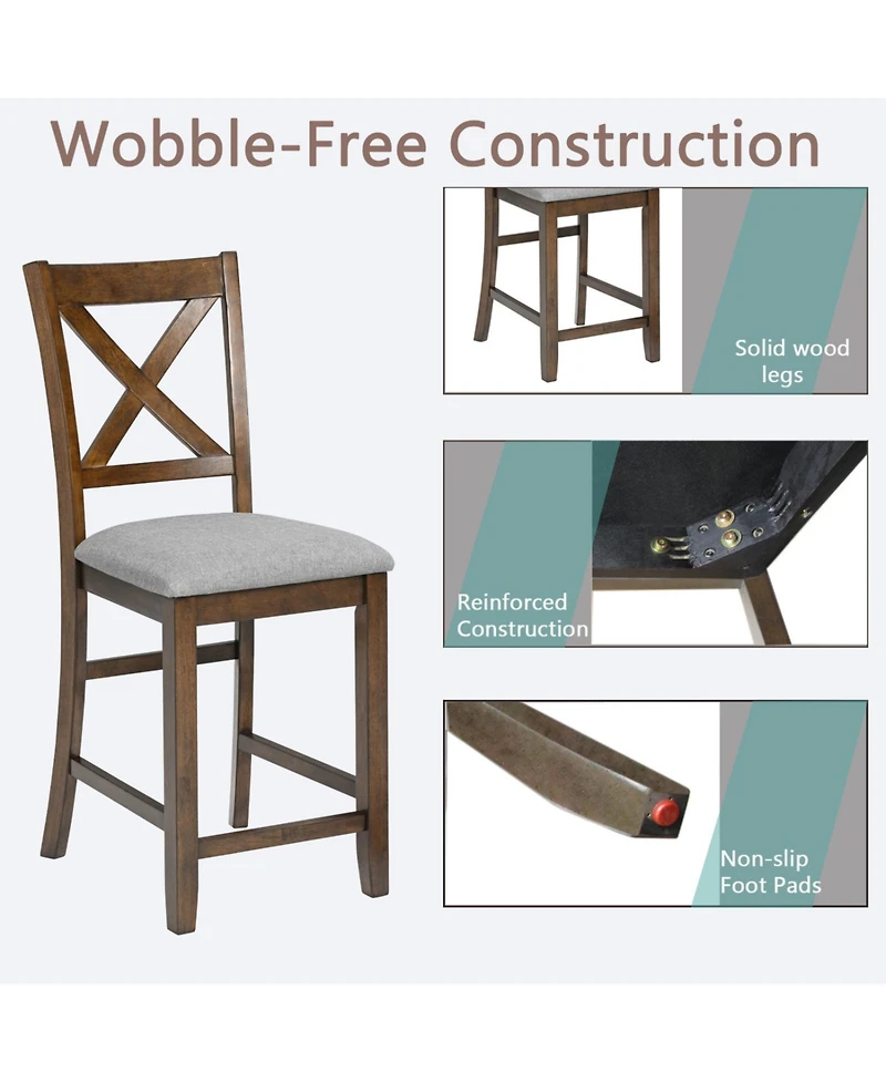 Streamdale Furniture Counter Height Chairs (Set of 4), Padded Seat, Walnut