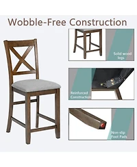 Streamdale Furniture Counter Height Chairs (Set of 4), Padded Seat, Walnut