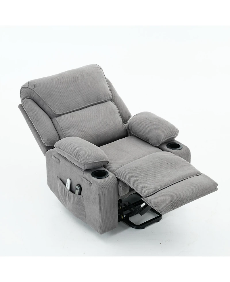 Streamdale FurnitureGray Remote-Controlled Heating and Massage Assistive Recliner for Seniors