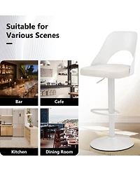 Gymax Set of 2 Pu Leather Metal Base Enlarged Seat, Backrest, Footrest, Adjustable Height, 360° Swivel Bar Stools