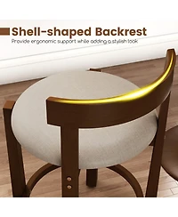 Gymax 24'' 2PCS Counter Height Bar Stools Set of 2 w/Backrests & Footrests for Kitchen