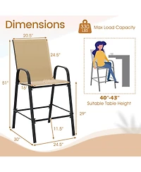 Gymax 4PCS Outdoor Bar Stools 29'' Fabric Height w/ Armrests & Footrest